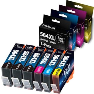 easyprint compatible ink cartridges 564 564xl use for hp deskjet 3520 officejet 4620 photosmart d5520 d6510 d6515 b109a b109n b110a b209a b210a, (6-pack, 3x black, 1x cyan, 1x magenta, 1x yellow)