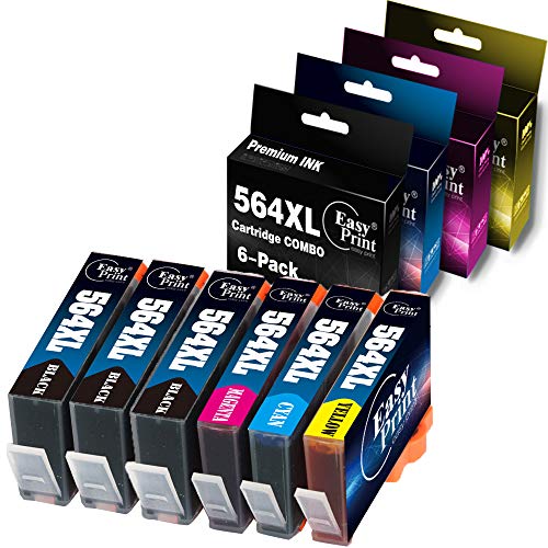 EASYPRINT Compatible Ink Cartridges 564 564XL Use for HP DeskJet 3520 Officejet 4620 Photosmart D5520 D6510 D6515 B109a B109n B110a B209A B210A, (6-Pack, 3X Black, 1x Cyan, 1x Magenta, 1x Yellow)