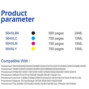 EASYPRINT Compatible Ink Cartridges 564 564XL Use for HP DeskJet 3520 Officejet 4620 Photosmart D5520 D6510 D6515 B109a B109n B110a B209A B210A, (6-Pack, 3X Black, 1x Cyan, 1x Magenta, 1x Yellow)