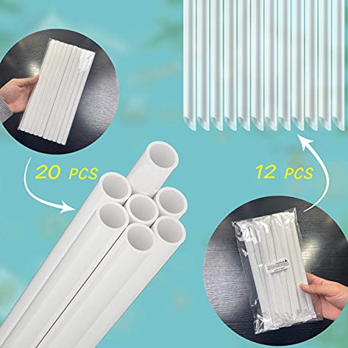 Cake tier stacking kit - 20 Pieces White Plastic Cake Sticks Support Rods with 4 Pieces Cake Separator Plates for 4, 6, 8, 10 Inch Cakes and 12 Pieces Clear Cake Stacking Dowels for Tiered Cakes
