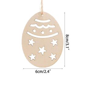 Anditoy 30 PCS Easter Wooden Hanging Ornaments Unfinished Wood Slices Eggs Easter Crafts for Kids DIY Easter Decorations Party Supplies Decor