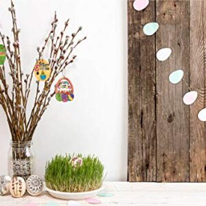 Anditoy 30 PCS Easter Wooden Hanging Ornaments Unfinished Wood Slices Eggs Easter Crafts for Kids DIY Easter Decorations Party Supplies Decor