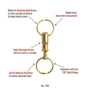 Lucky Line Brass Quick Release Key Ring Chain, 5 Pack (70505)