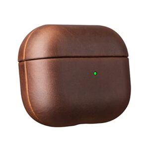 airpods pro leather case cover, maogoam genuine vintage oil wax crazy horse cowhide leather case cover for airpods pro 2019, indiana jones style, handcrafted fully, the front led visible, dark brown
