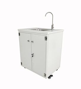 steel cabinet portable sink self contained hand wash station mobile sink water fountain water supply 110v/12v powered built-in pump water jugs not included 24 x 18 x 30" cabinet size 10094-nf