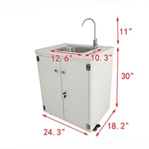 Steel Cabinet Portable Sink Self Contained Hand Wash Station Mobile Sink Water Fountain Water Supply 110V/12V Powered Built-in Pump Water Jugs NOT Included 24 X 18 X 30" Cabinet Size 10094-NF