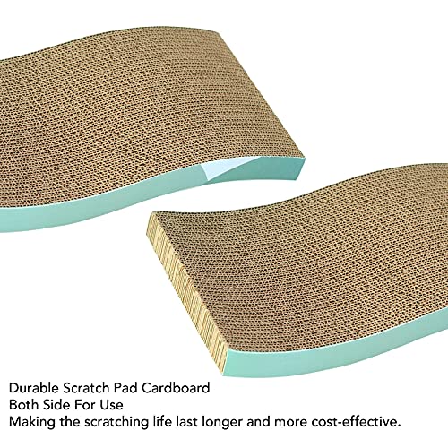 HPYMore Cat Scratching Pad, 2 Pack Corrugated Cat Scratcher Cardboard, S Type Durable Cat Scratching Board Reversible with Catnip for Furniture Protection