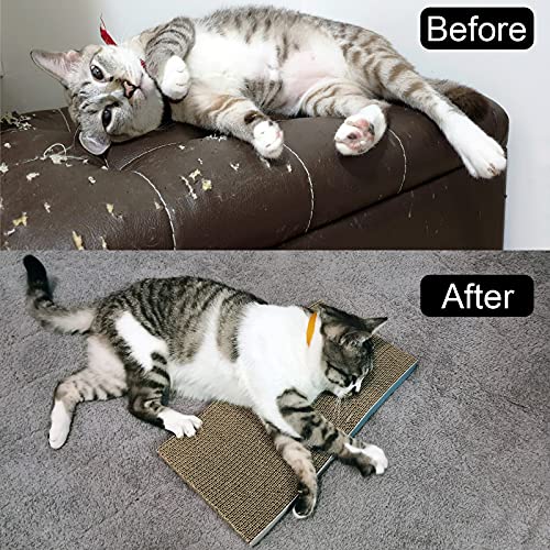 HPYMore Cat Scratching Pad, 2 Pack Corrugated Cat Scratcher Cardboard, S Type Durable Cat Scratching Board Reversible with Catnip for Furniture Protection