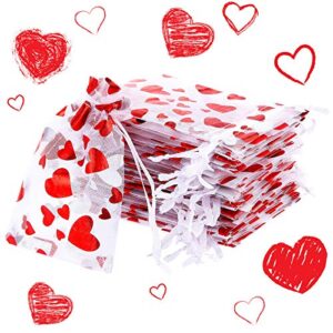 80 pieces heart candy bags organza jewelry pouches 10 x 8 cm pouch drawstring bags for jewelry packaging valentine's day wedding festival party supply
