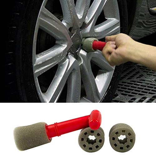 Car Wheel Detailing Brush,MoreChioce Car Washing Embedded Steel Ring Screw Cleaning Brush Lug Nut Wheel Cleaning Brush with Handle Nut Wheel Cleaning Tool Set