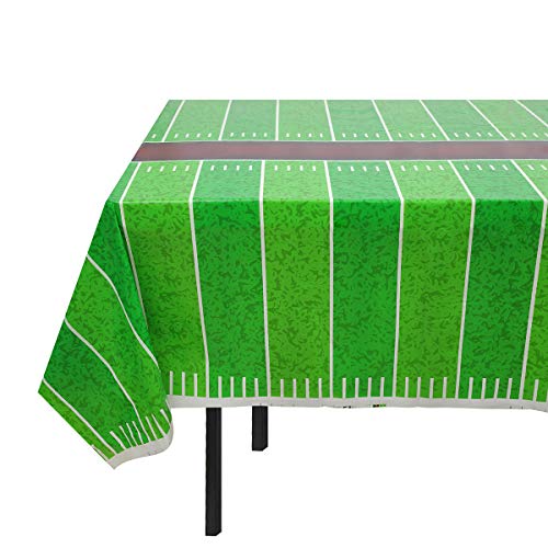 4 Pack Football Field Tablecloth, 55"x106" Easy to Clean Wipeable Washable Plastic Football Tablecloth for Football Birthday Party Super Bowl Sport Theme Party Decoration and Supplies