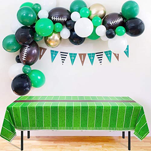 4 Pack Football Field Tablecloth, 55"x106" Easy to Clean Wipeable Washable Plastic Football Tablecloth for Football Birthday Party Super Bowl Sport Theme Party Decoration and Supplies