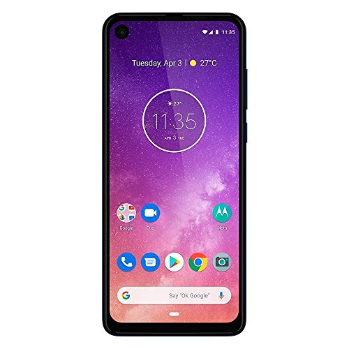 Motorola One Vision (128GB, 4GB RAM) 6.3" 21:9 Long Display, Dual 48MP Camera, US + Global 4G LTE GSM Factory Unlocked XT1970-2 - International Version (Sapphire Blue) (Renewed)