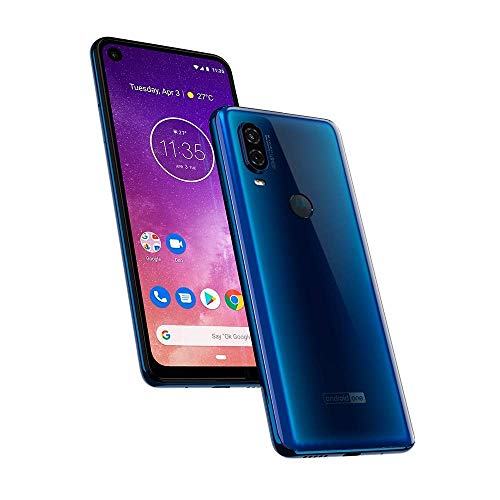 Motorola One Vision (128GB, 4GB RAM) 6.3" 21:9 Long Display, Dual 48MP Camera, US + Global 4G LTE GSM Factory Unlocked XT1970-2 - International Version (Sapphire Blue) (Renewed)