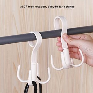 REIUYTHO 6PCS Closet Hanging Organizer Storage w/ 360° Rotatable Plastic Hangers | Multi-Function Hook for Clothes, Shoes, Kitchen, Towel, Purse & More