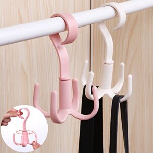 REIUYTHO 6PCS Closet Hanging Organizer Storage w/ 360° Rotatable Plastic Hangers | Multi-Function Hook for Clothes, Shoes, Kitchen, Towel, Purse & More