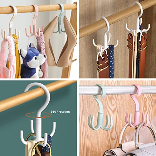 REIUYTHO 6PCS Closet Hanging Organizer Storage w/ 360° Rotatable Plastic Hangers | Multi-Function Hook for Clothes, Shoes, Kitchen, Towel, Purse & More