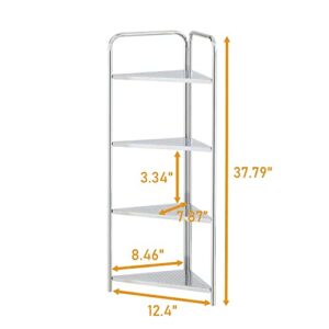 BEEY Narrow Storage Rack Standing Unit Shelf Metal Corner Shelf for Laundry Room Kitchen Bathroom Fridge Space(4-Tiers)