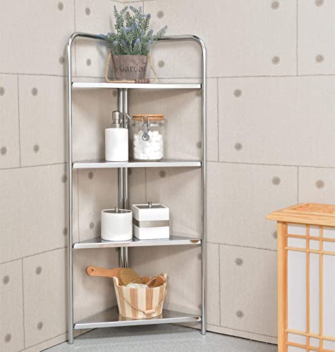 BEEY Narrow Storage Rack Standing Unit Shelf Metal Corner Shelf for Laundry Room Kitchen Bathroom Fridge Space(4-Tiers)