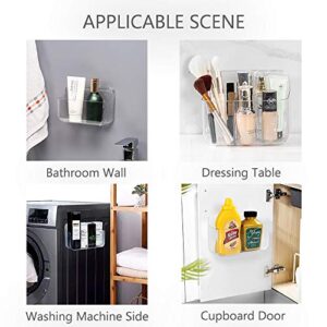 Plastic Wall Mount Organizer Rack Shelf Container Bin Storage Box Holder Basket Hanging Walls/Doors Free Punch for Kitchen, Bathroom, Cabinet, Toilet，Office, Bedroom, Craft Room - Clear (Small)