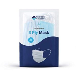 pandmedic disposable face mask made in usa | premium medical american 3 ply safety face masks breathable with elastic ear loops - 50ct resealable bag