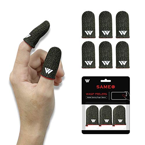 SAMEO Gaming Finger Sleeves for Mobile Game Controllers (Pack of 3 Pair) Anti-Sweat Breathable Seamless Thumb Finger Sleeve for League of Legend, PUBG, Rules of Survival, Knives Out (Gray)