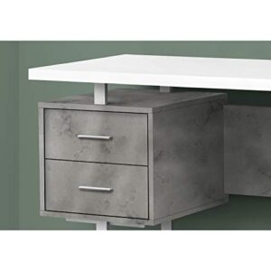 Monarch Specialties I 7633 Computer Desk, Home Office, Laptop, Left, Right Set-up, Storage Drawers, 60" L, Work, Metal, Laminate, Grey, White, Contemporary