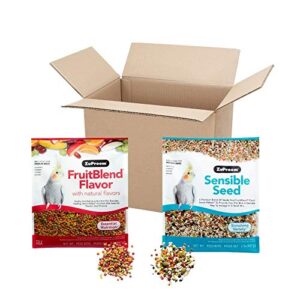 zupreem bundle fruitblend flavor pellets & sensible seed for medium birds, 2 lb (pack of 2) - essential nutrition & enriching variety