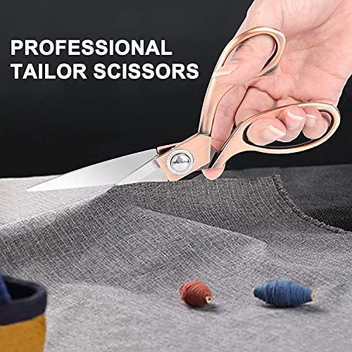 SEBIDER Sewing Pinking Shears Fabric Scissors Set Tailor Scissors Kit Dressmaker Zig Zag Shears Embroidery Scissors Thread Snips Measuring Tape, for Quilting Needlework Handicraft Scissors(5PCS)