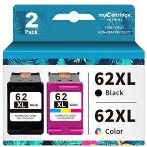 mycartridge suprint 62xl ink remanufactured ink cartridge replacement for hp 62xl black and color officejet 5740 5741 5742 5743 series envy 5541 5542 5660 5661 7640 5665 5640 5642 5643 printer ink 62