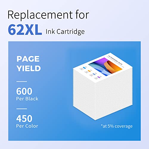 MYCARTRIDGE SUPRINT 62XL Ink Remanufactured Ink Cartridge Replacement for HP 62XL Black and Color OfficeJet 5740 5741 5742 5743 Series Envy 5541 5542 5660 5661 7640 5665 5640 5642 5643 Printer Ink 62