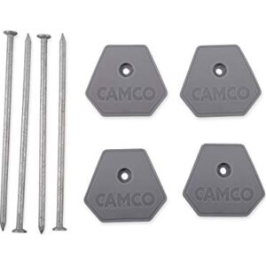 Camco 45633 RV Awning Mat Anchors - Safely Secure Your Awning Mat in Place - Set of 4 with 7-Inch Hold-Down Nails, Gray