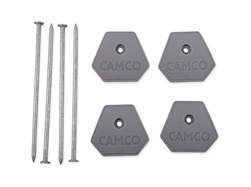 Camco 45633 RV Awning Mat Anchors - Safely Secure Your Awning Mat in Place - Set of 4 with 7-Inch Hold-Down Nails, Gray