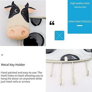 Beruyu Metal Coat Hook with 4 Hooks, Cute Cow Piggy Key Holder, Wall Decoration Hook Wall Hanging for Coats, Keys, Towels (Cow)