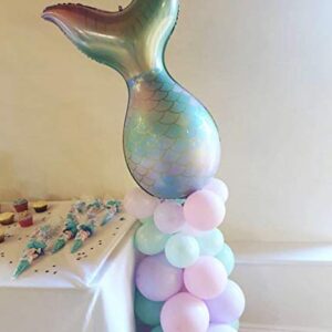 7pcs Mermaid Balloons Number Balloons for 1st 2nd 3rd Birthday Party Girls' Mermaid Tail Decoration Supplies (6 Number)