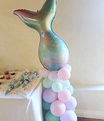 7pcs Mermaid Balloons Number Balloons for 1st 2nd 3rd Birthday Party Girls' Mermaid Tail Decoration Supplies (6 Number)