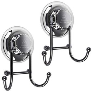 u&a antilope powerful vacuum suction cup hooks for shower,kitchen&bathroom,stainless steel shower hanger for loofah,towel (2pcs)