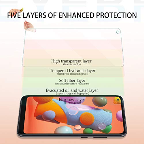 YEYEBF Galaxy A11 HD Clear Tempered Glass Screen Protector + Camera Lens Protectors, [2+2 Pack] [3D Glass] [Anti-Glare] [Bubble-Free] Screen Protector Glass For Samsung Galaxy A11