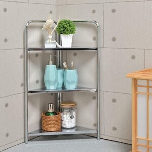beey narrow standing shelf tower storage rack metal corner shelf for gap space laundry room kitchen bathroom (3-tiers)