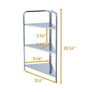 BEEY Narrow Standing Shelf Tower Storage Rack Metal Corner Shelf for Gap Space Laundry Room Kitchen Bathroom (3-Tiers)