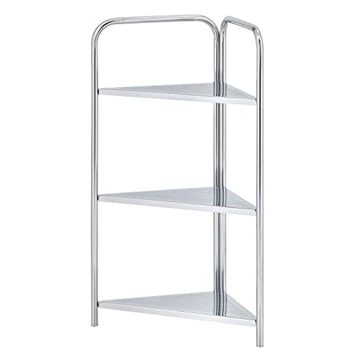 BEEY Narrow Standing Shelf Tower Storage Rack Metal Corner Shelf for Gap Space Laundry Room Kitchen Bathroom (3-Tiers)