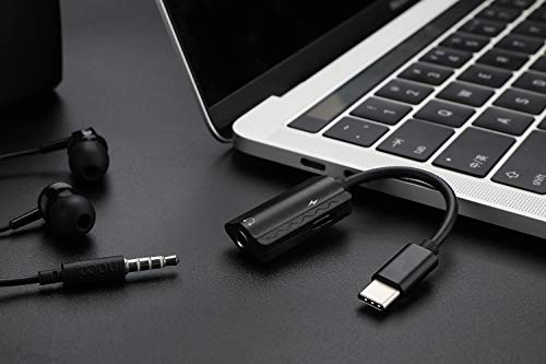 XRGO Black Type C to 3.5mm Audio Adapter with Charging Port