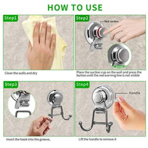 U&A Antilope Suction Cup Hooks for Loofah,Towel,Bath Rode&Coat,Strong Stainless Steel Shower Hanger Removable in Kitchen&Bathroom 1pcs