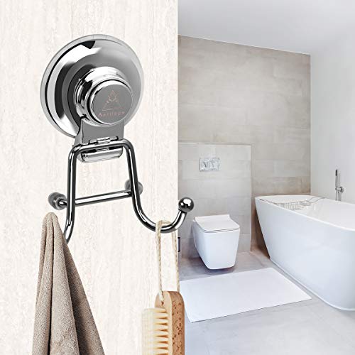 U&A Antilope Suction Cup Hooks for Loofah,Towel,Bath Rode&Coat,Strong Stainless Steel Shower Hanger Removable in Kitchen&Bathroom 1pcs