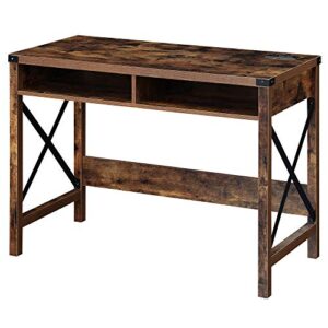 convenience concepts durango desk with charging station, 42", barnwood/black