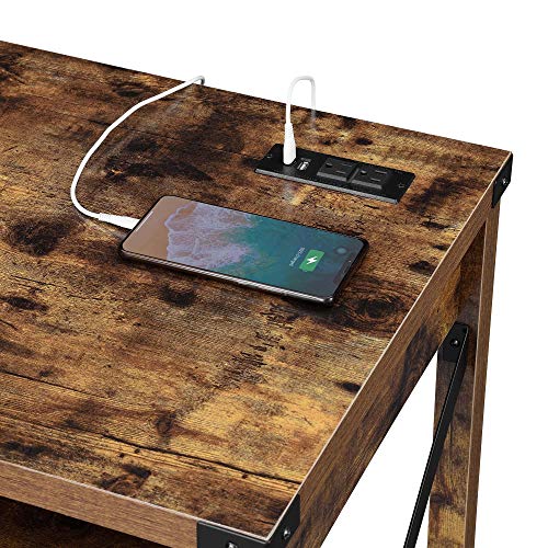 Convenience Concepts Durango Desk with Charging Station, 42", Barnwood/Black