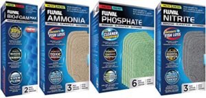 fluval bundle of 4 replacement medias for 207 aquarium filters: bio-foam, ammonia remover, phosphate remover, nitrite remover