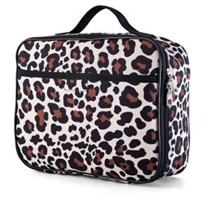 fenrici cheetah lunch box for girls, kids, teens, women, insulated lunch bag for school, work, soft sided compartments, spacious, bpa free, food safe,10.8in x 8.5in x 2.8in, cheetah