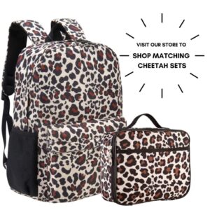 Fenrici Cheetah Lunch Box for Girls, Kids, Teens, Women, Insulated Lunch Bag for School, Work, Soft Sided Compartments, Spacious, BPA Free, Food Safe,10.8in x 8.5in x 2.8in, Cheetah