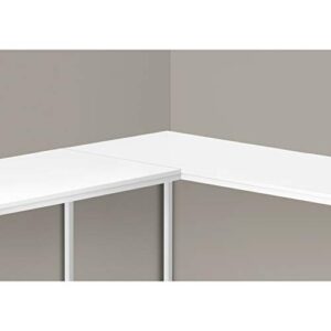 Monarch Specialties 7395 Computer Desk, Home Office, Corner, 58" L, L Shape, Work, Laptop, Metal, Laminate, Contemporary, Modern Desk-58 Top, 58.25" L x 44" W x 30" H, White/White